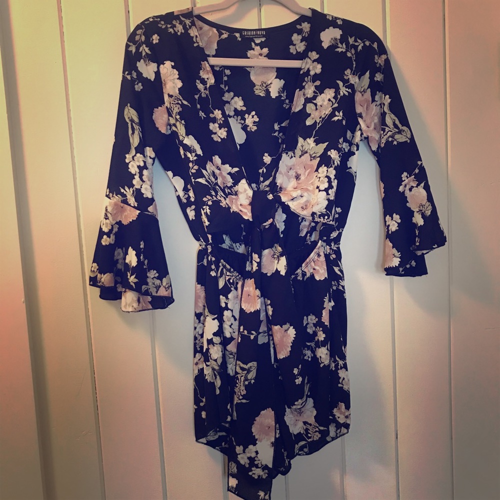 Floral Tie Front Romper